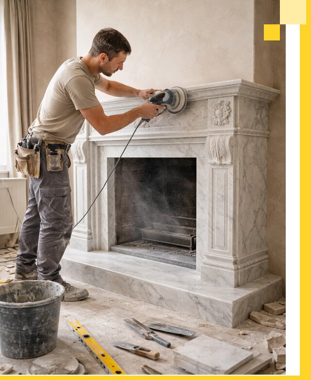 Изготовление и установка мраморных каминов в Снежинске под ключ