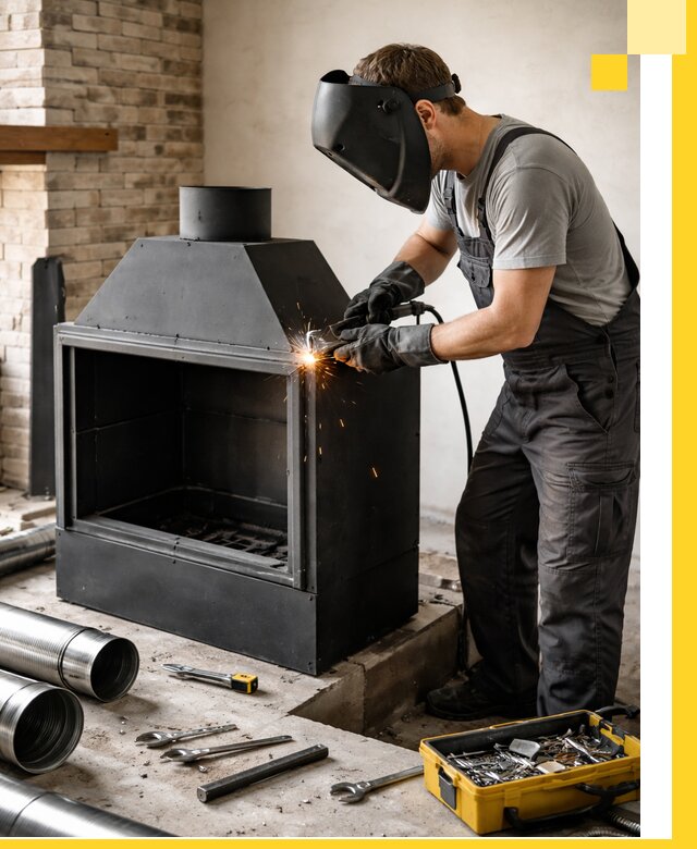 Продажа и установка металлических каминов в Снежинске под ключ