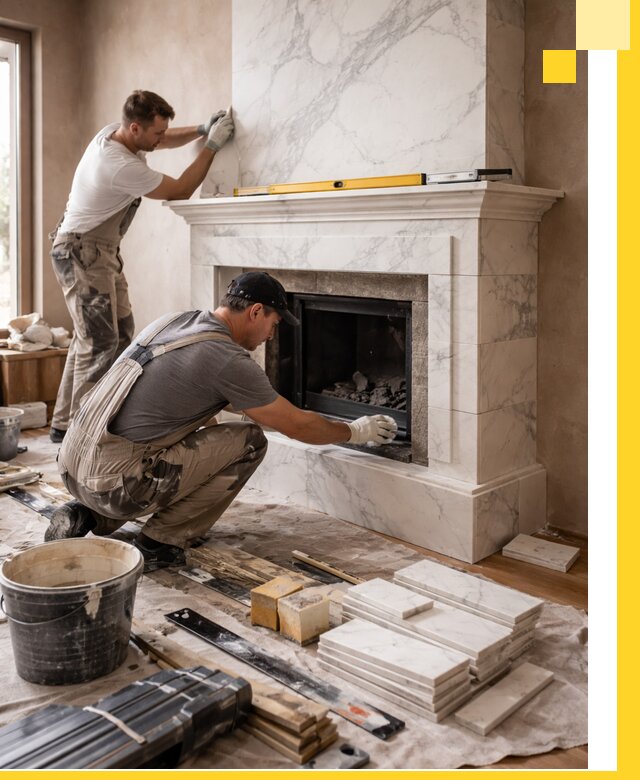 Отделка каминов в Снежинске качественные облицовочные работы