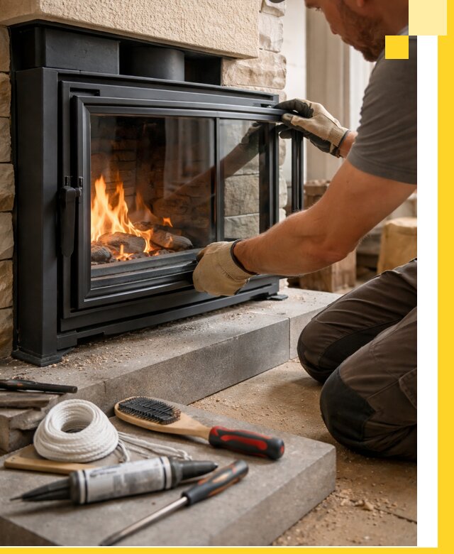 Производство, монтаж и доставка каминов со стеклом в Снежинске