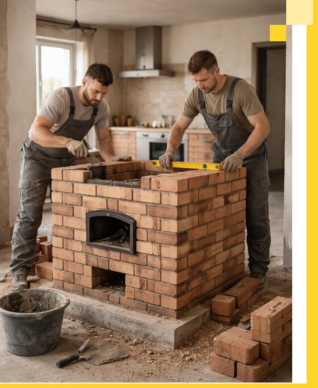 Установка и монтаж печей в частном доме в Снежинске под ключ