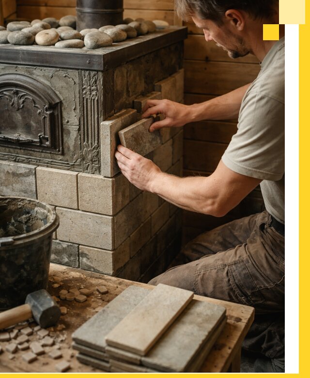 Облицовка банных печей в Снежинске профессиональная отделка