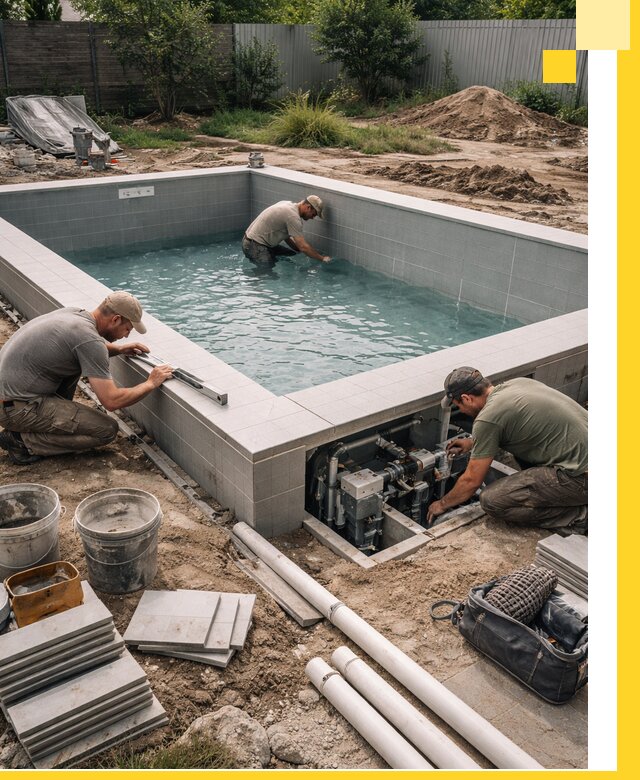 Строительство и монтаж бассейнов для дачи под ключ в Снежинске