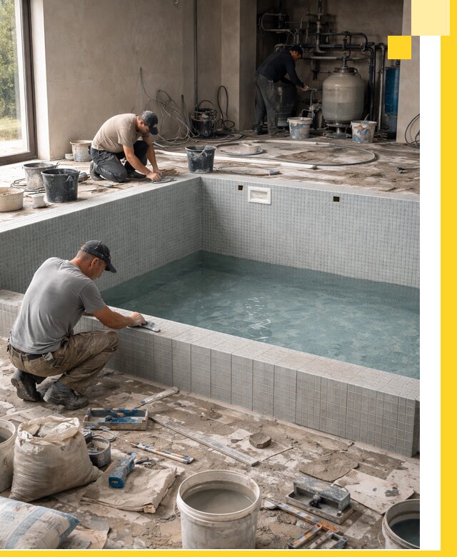 Строительство и монтаж бассейнов в помещении в Снежинске