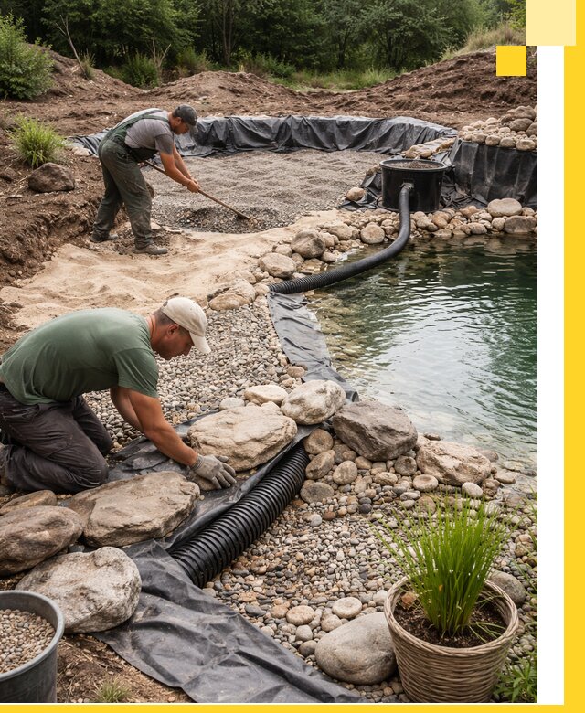 Строительство природных бассейнов и озер в Снежинске под ключ