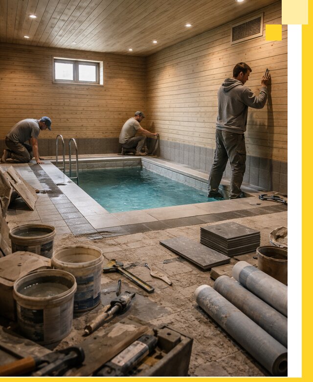 Строительство бани с бассейном и сауной под ключ в Снежинске