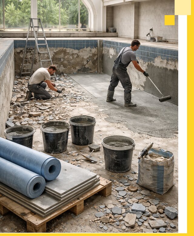 Реконструкция бассейнов в Снежинске: ремонт, гидроизоляция