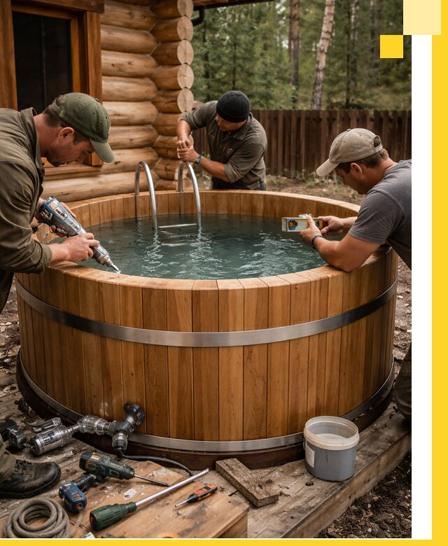 Строительство бань с купелью под ключ и отделкой в Снежинске