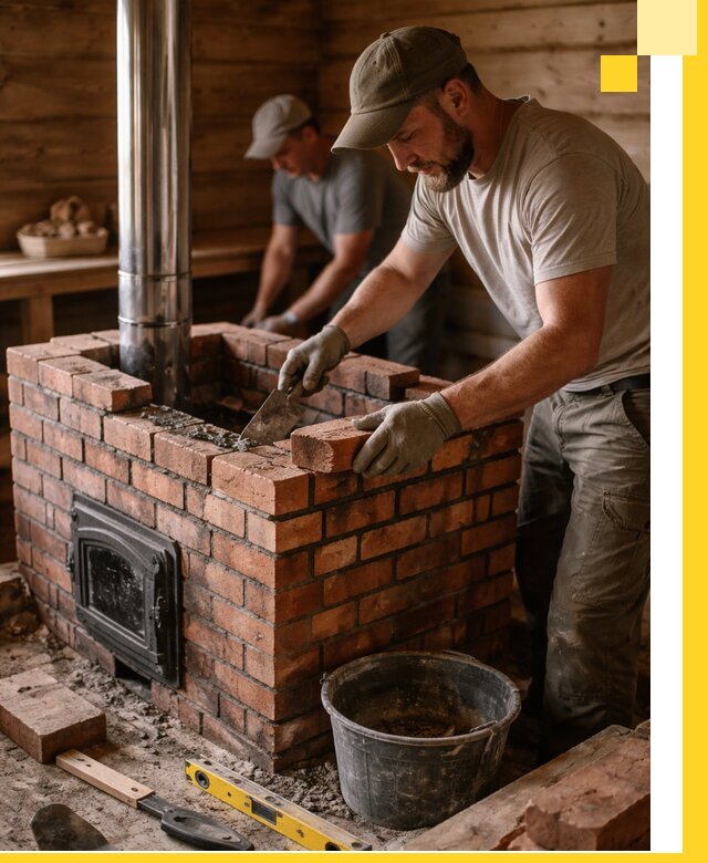 Кирпичные печи для бани под ключ в Снежинске, проект и монтаж