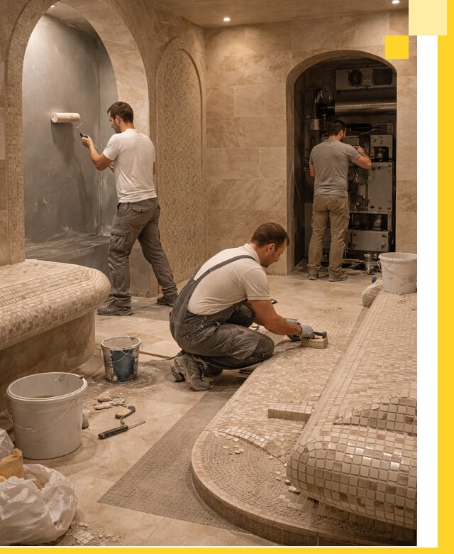 Строительство бани с хамамом и бассейном под ключ в Снежинске