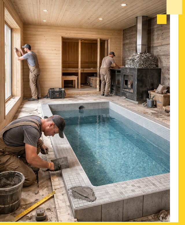 Проект бани с бассейном и сауной в Снежинске под ключ