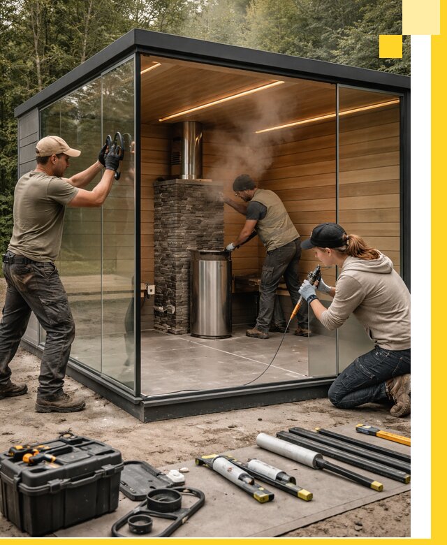 Проектирование и строительство стеклянных бань в Снежинске