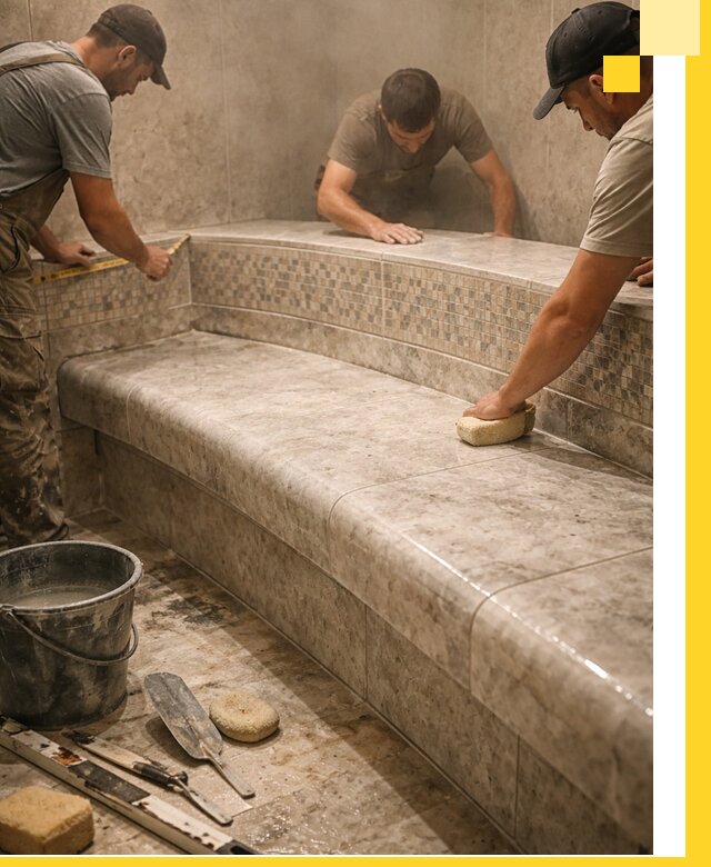 Изготовление и установка сидений для хамама в Снежинске