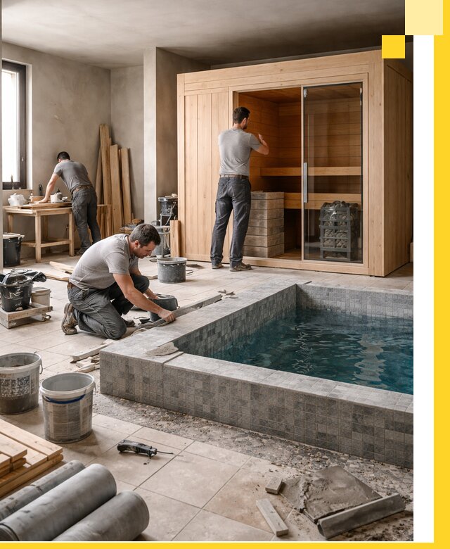 SPA зоны под ключ с бассейном сауной и печью в Снежинске